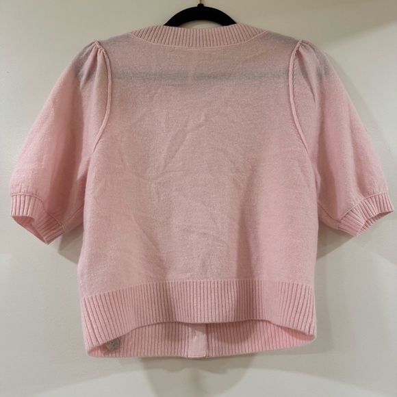 Free People Pink Isla Wool Cashmere Blend Solid Short Sleeve Cardigan Size XS - Picture 3 of 7